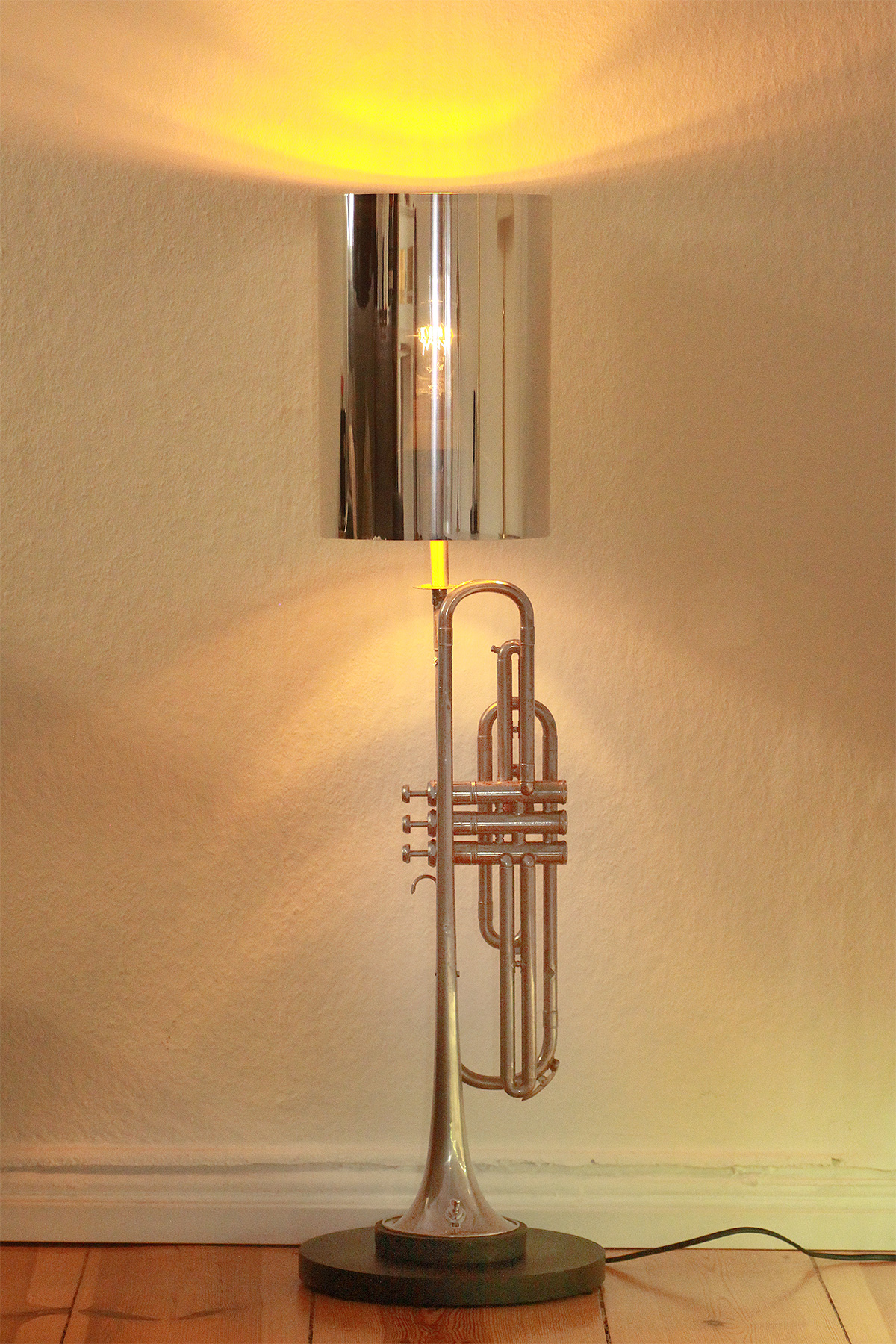 Trumpet Lamp Floor Lamp Silver Black Edison Light Bulb Sustainable