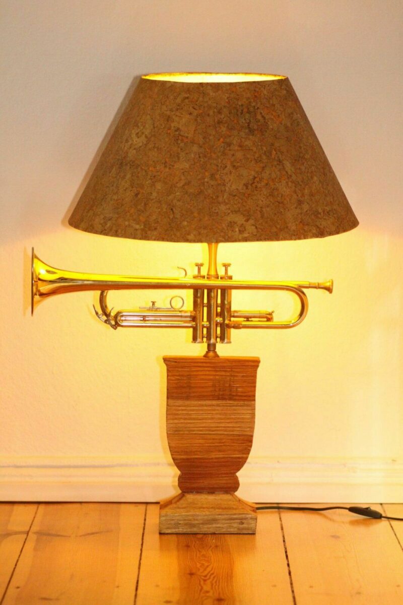 Trumpet lamp floor lamp wood lampshade cork sustainable