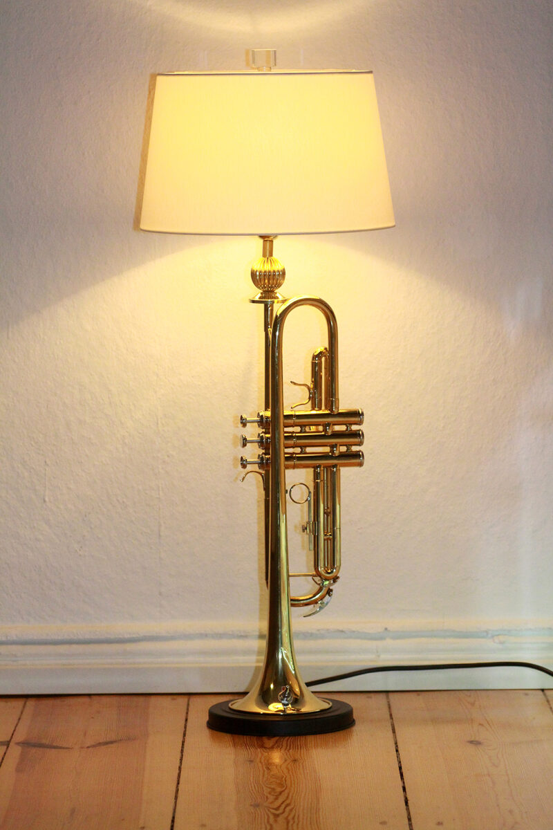 Trumpet lamp floor lamp brass gold beige black design