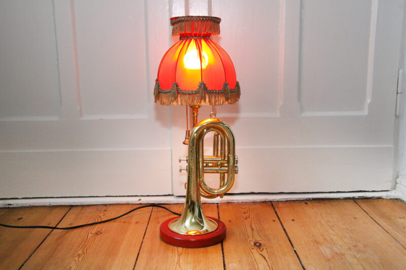 Trumpet Lamp Table Lamp Pocket Gold Red Vintage Retro 55_01